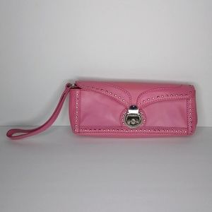 Gianni Bini Pink Wristlet yellow interior silver